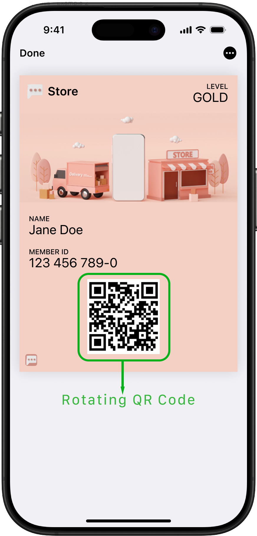 Rotating QR code pass