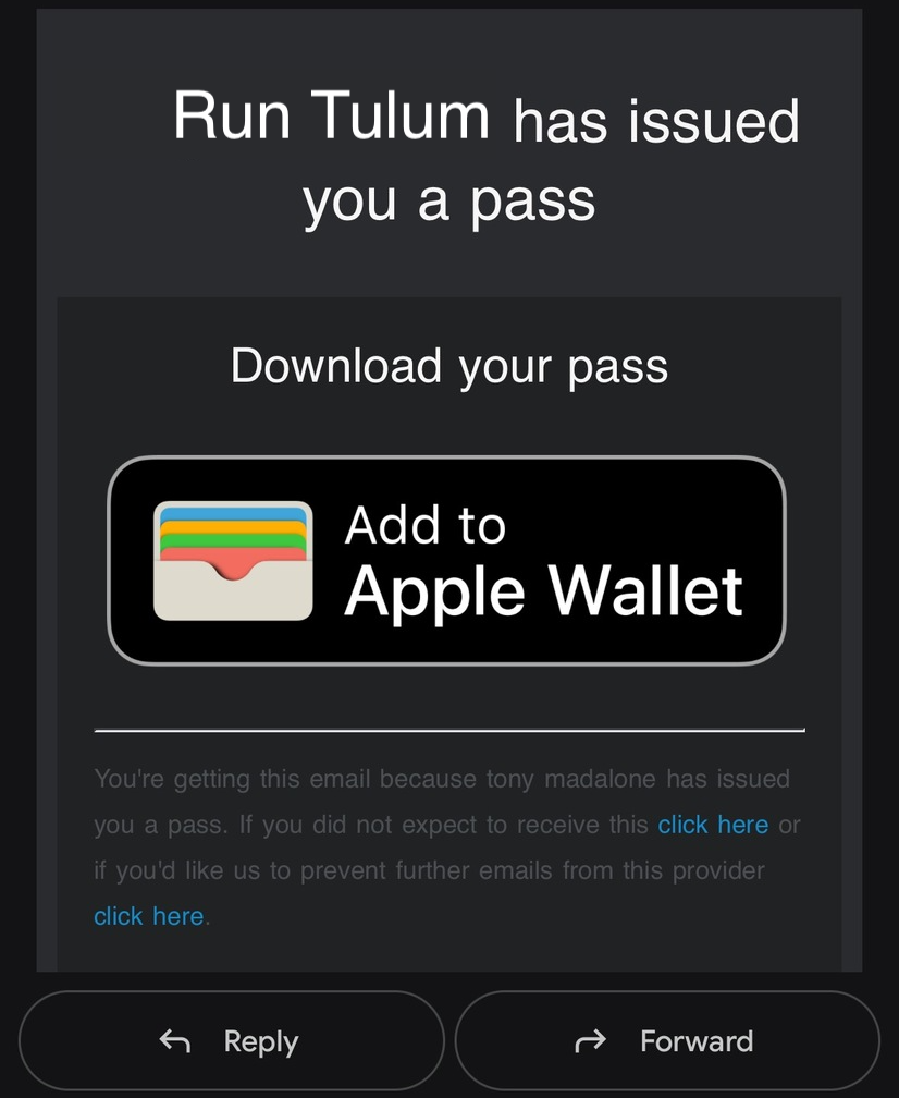 Pass created using Zapier